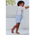 Load image into Gallery viewer, Linen Suspender Shorts &amp; Shirt Set - Baliene
