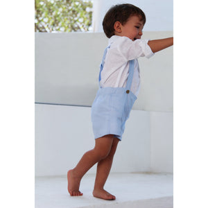 Linen Suspender Shorts & Shirt Set - Baliene